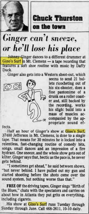 Ginos Surf (Luna Kai Tiki Bar) - June 1980 Column On Johnny Ginger (newer photo)